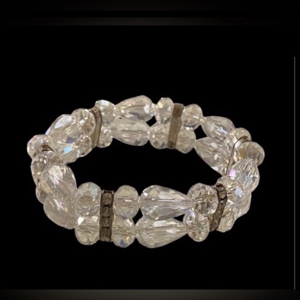 Vintage Crystal Aurora Borealis Rhinestone Bead Bracelet #7304☝️BEST PRICE - Picture 2 of 9